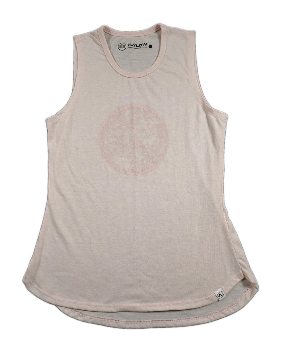 Flylow Tank Top Womens XS Pink Earth Graphic Sleeveless Shirt Outdoor Cotton EUC